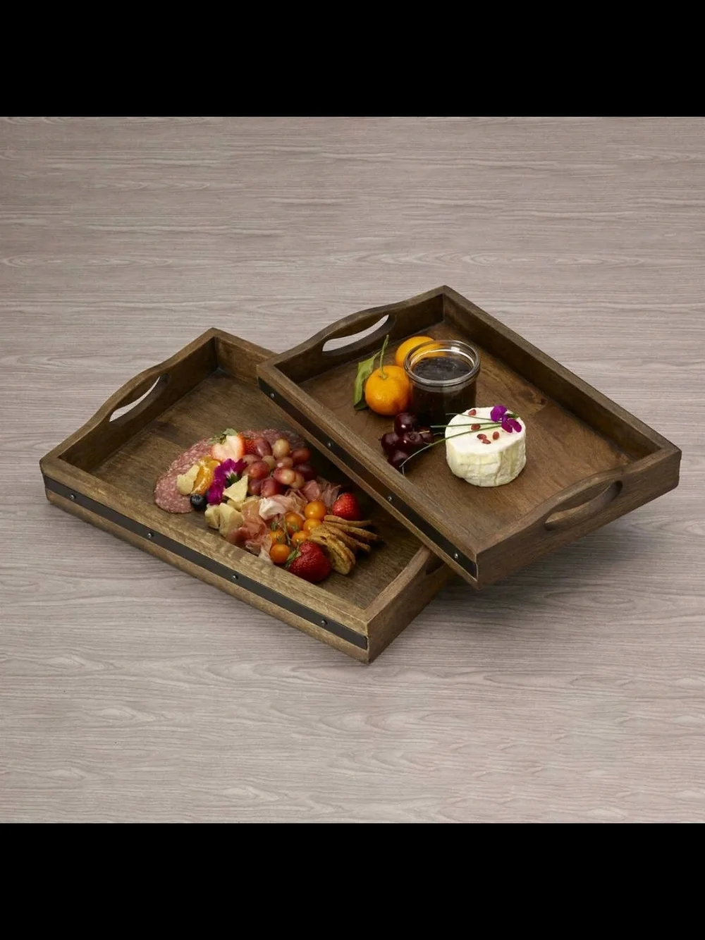Mikasa, (Set of 2) Vintage Style Mango Wood Nesting Decorative Serving Trays